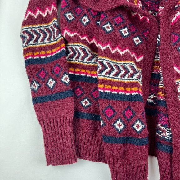 Hollister Wrap Style Cardigan Womens Small Red Aztec Striped Long Sleeve - Picture 4 of 8